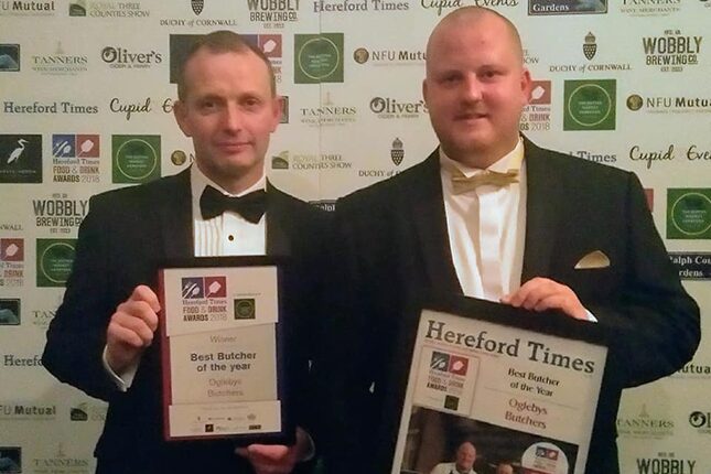 The Ogleby team with their Best Butcher of the Year award, Hereford Times Food and Drink Awards 2018